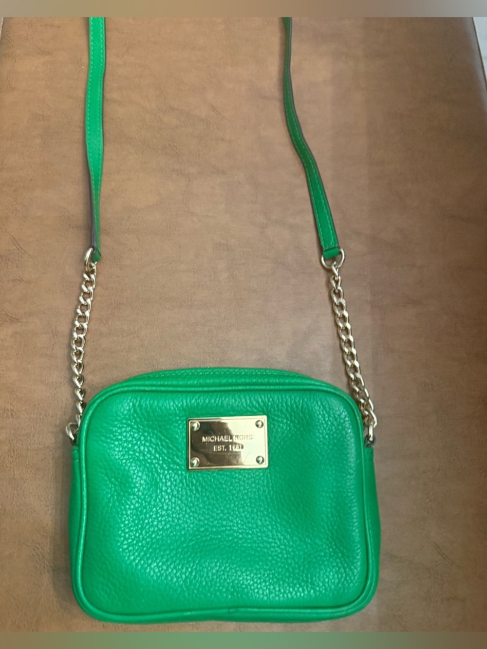 Michael Kors Emerald Green Pebbled Leather Crossbody